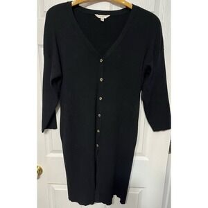 Terra Sky Black Button Up Sweater Dress Sz 4x (runs Small) Check Measurements